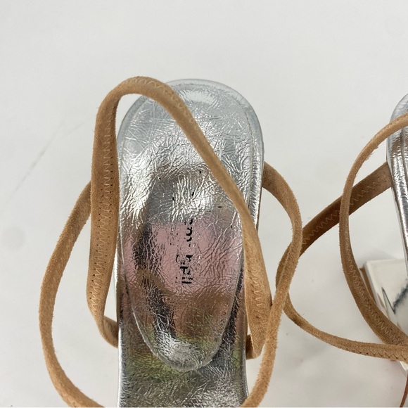 Jeffery Campbell Geometric Sandal Silver and Tan - Picture 3 of 7